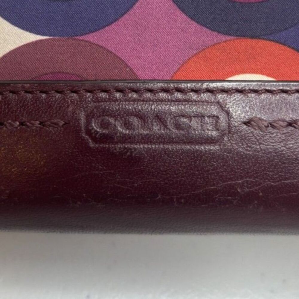 Coach Park Multicolor Purple Leather Monogram Signature Zip Wallet Designer - Picture 6 of 8